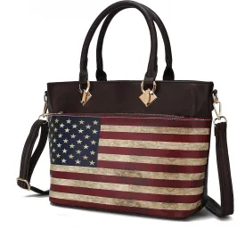 MKF Collection USA Tote Crossbody Bag for Women, American Flag Vegan Leather Top-Handle Messenger, Satchel Shoulder bag Purse