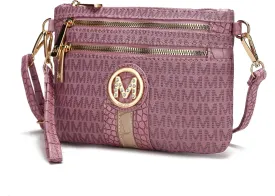 MKF Crossbody Bag for Women, Wristlet Strap  PU Leather Shoulder Handbag  Small Pocketbook Messenger Purse Black