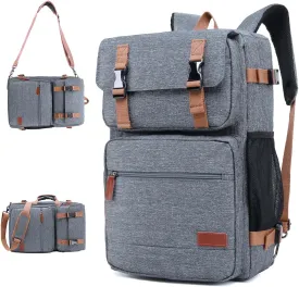 MOLNIA 3 in 1 Laptop Bag for Men, 15.6 Inches Office Laptop Work Bags, Computer Bags for Laptops for Men Women, Business Backpack, Briefcases Messenger Crossbody Shoulder Bag for Men, Gray