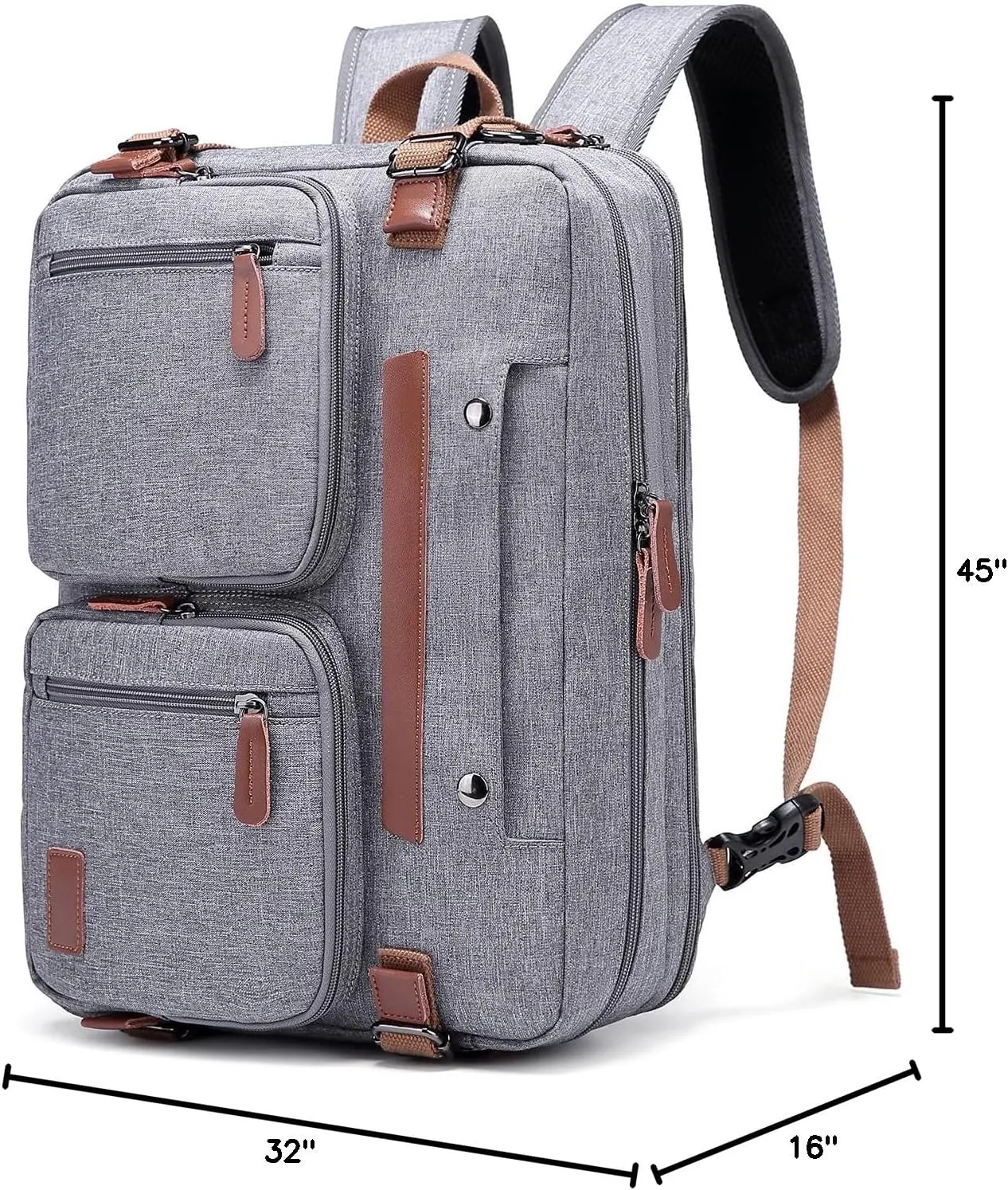 MOLNIA 3 in 1 Laptop Bag for Men, 17.3 Inch Work Bags for Men, Laptop Backpack, Briefcases, Messenger Bag, Computer Bags for Laptops for Men Women, Black