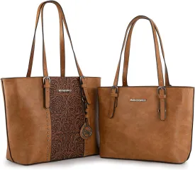 Montana West Tote Bag for Women Large Purse and Handbags Set Embossed Collection Purse 2Pcs Set