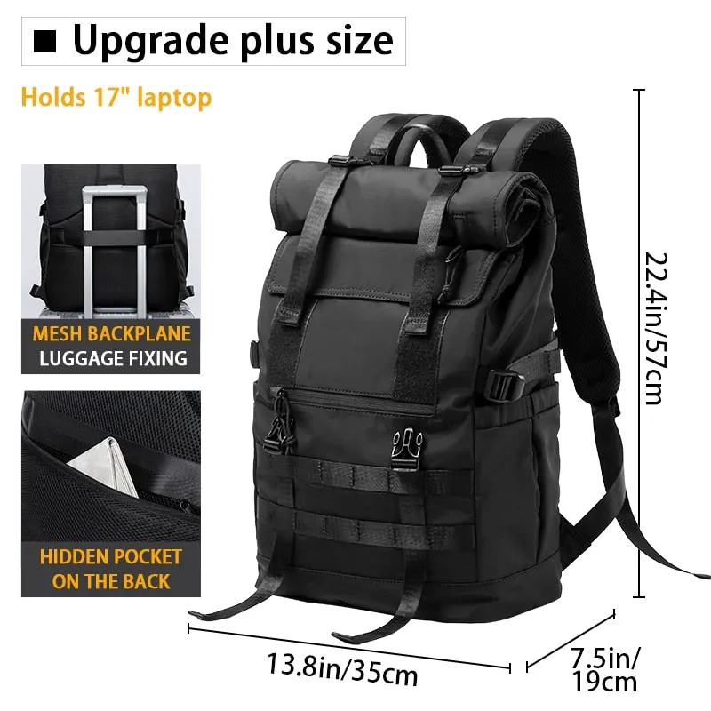 MOYYI 3 in 1 Convertible Expand Waterproof Large Capacity Travel Backpack Men Women Roll Top Teen 17 inch Laptop School Bag Male