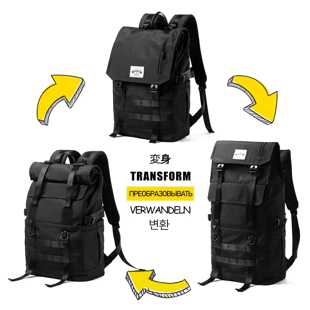 MOYYI 3 in 1 Convertible Expand Waterproof Large Capacity Travel Backpack Men Women Roll Top Teen 17 inch Laptop School Bag Male