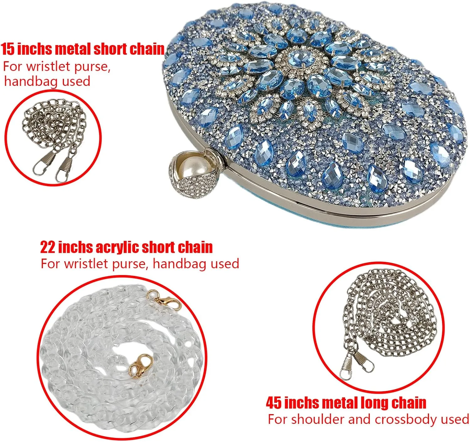 Multicolor Rhinestone Women Evening Clutch Purse Bridal Sparkly Diamond Bag Crystal Handbags Prom Wedding Cocktail Purse