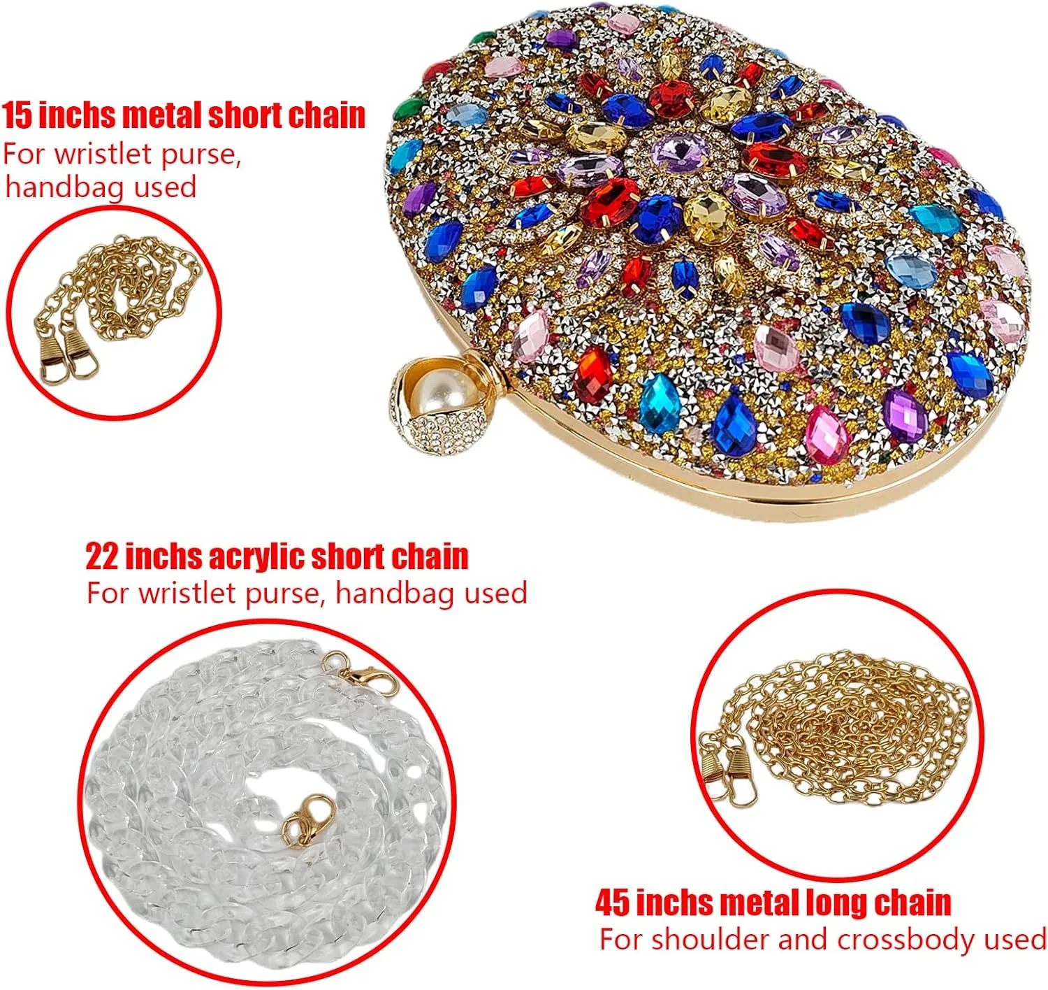 Multicolor Rhinestone Women Evening Clutch Purse Bridal Sparkly Diamond Bag Crystal Handbags Prom Wedding Cocktail Purse