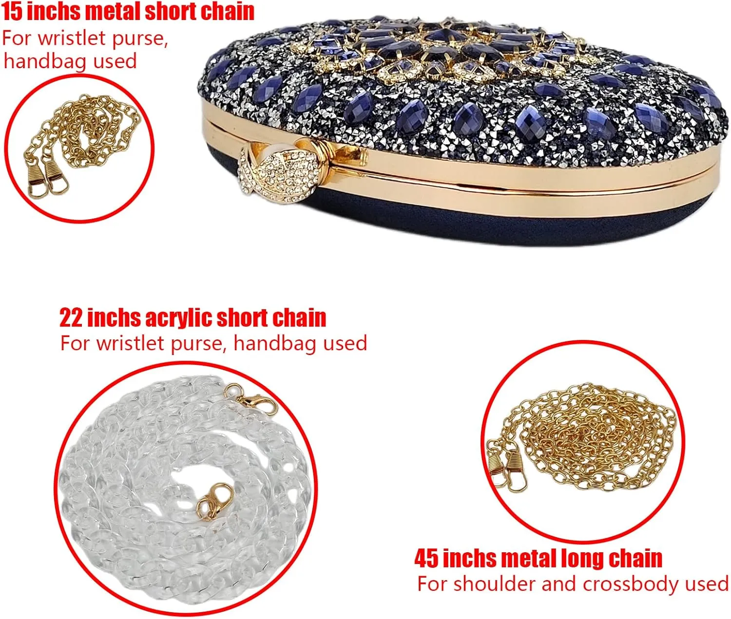 Multicolor Rhinestone Women Evening Clutch Purse Bridal Sparkly Diamond Bag Crystal Handbags Prom Wedding Cocktail Purse