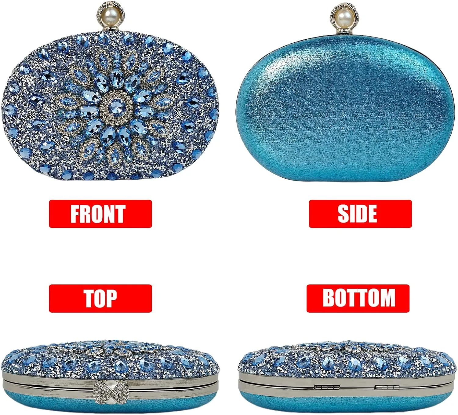 Multicolor Rhinestone Women Evening Clutch Purse Bridal Sparkly Diamond Bag Crystal Handbags Prom Wedding Cocktail Purse