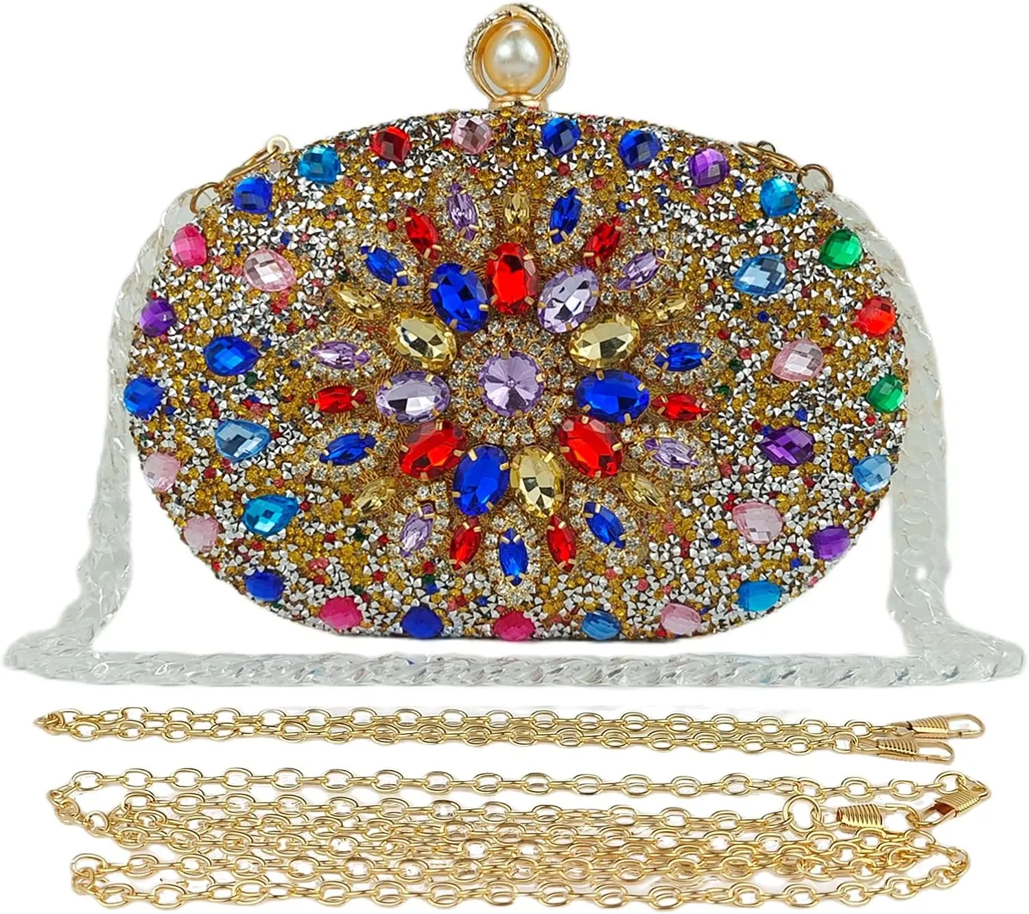Multicolor Rhinestone Women Evening Clutch Purse Bridal Sparkly Diamond Bag Crystal Handbags Prom Wedding Cocktail Purse