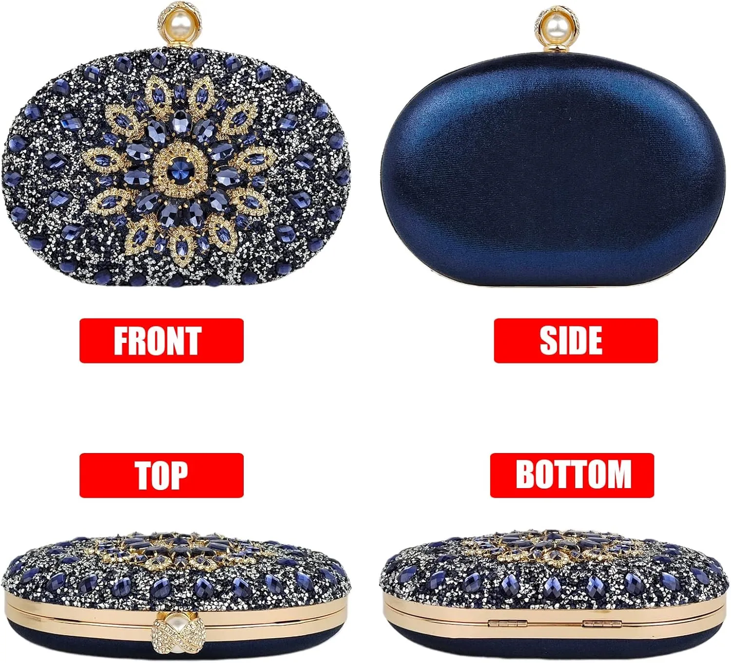 Multicolor Rhinestone Women Evening Clutch Purse Bridal Sparkly Diamond Bag Crystal Handbags Prom Wedding Cocktail Purse