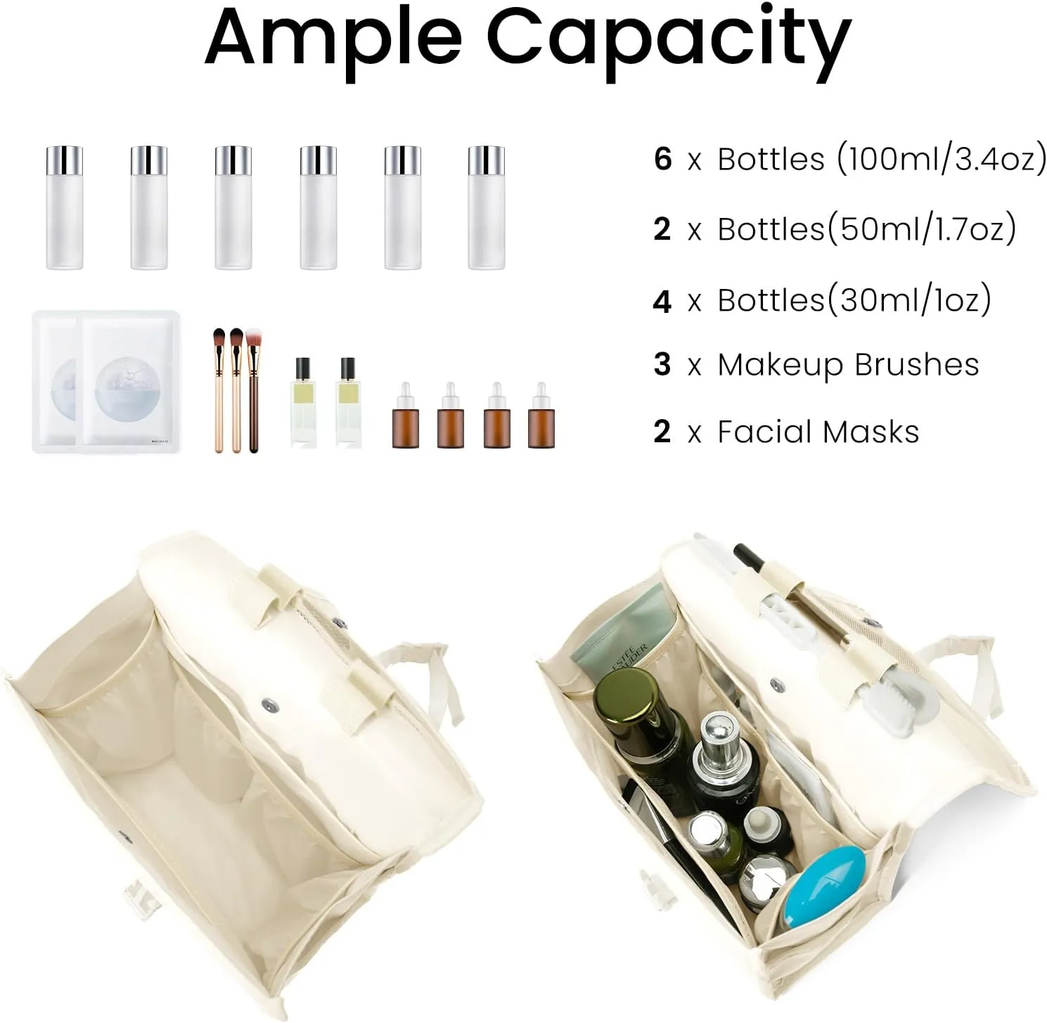Mum's memory Large-Capacity Hanging Toiletry Bag  Water-Resistant Travel Makeup Bag with Multiple Compartments for Shampoo, Conditioner, Skincare, Makeup Brushes, and Toiletries
