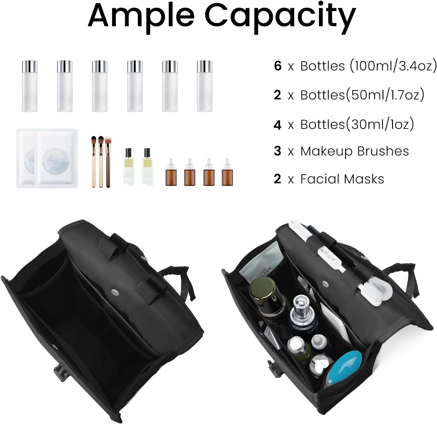 Mum's memory Large-Capacity Hanging Toiletry Bag  Water-Resistant Travel Makeup Bag with Multiple Compartments for Shampoo, Conditioner, Skincare, Makeup Brushes, and Toiletries
