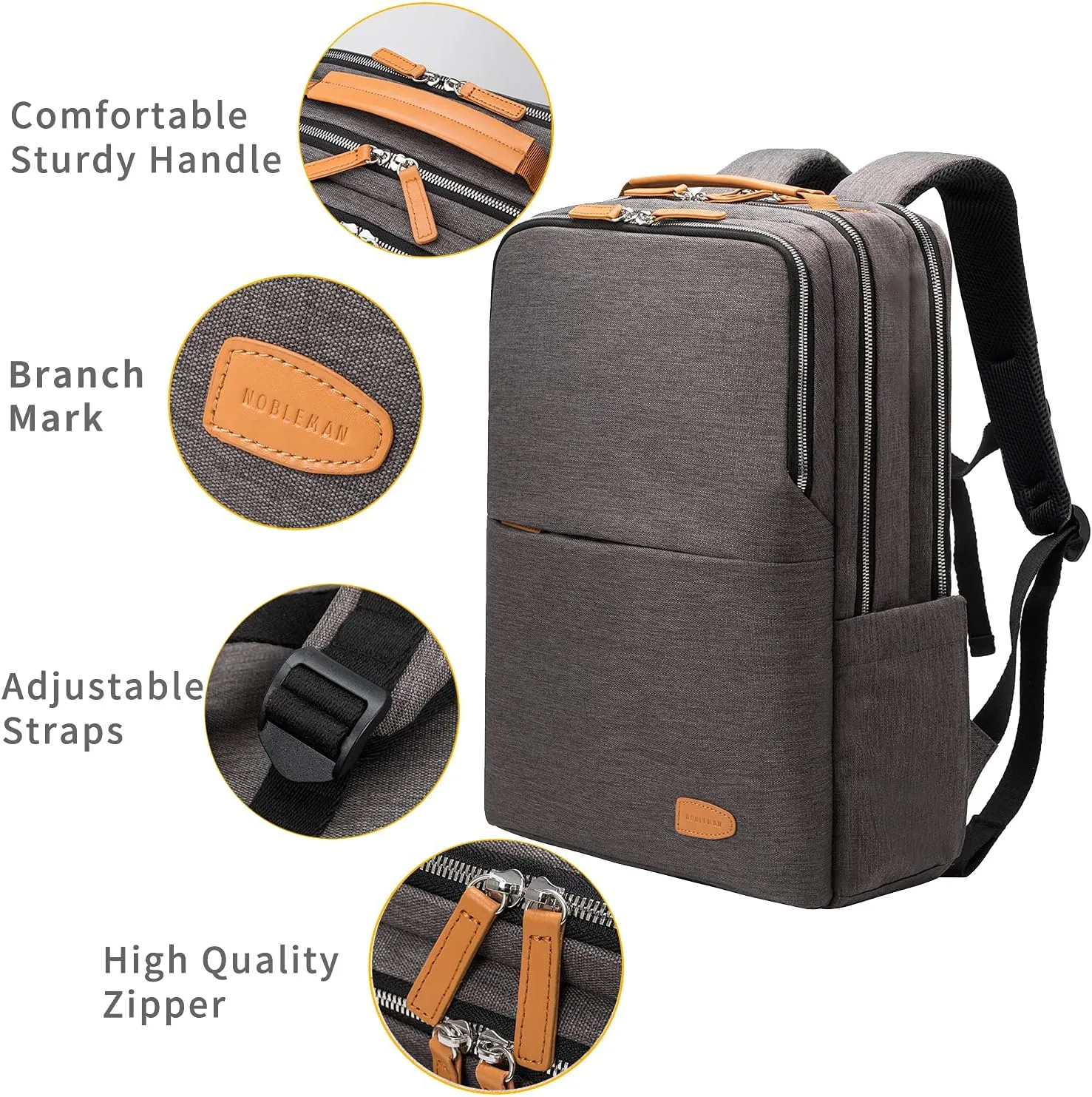 NOBLEMAN Backpack For man and women,Business Computer Backpacks,multi-compartment storage Laptop Backpack, Water-resistent 15.6 Inch Laptop Backpack with USB,for nurse,business (Grey plus)