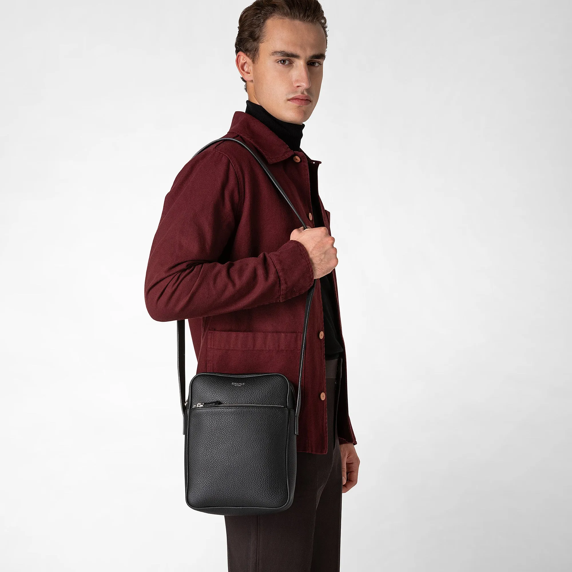NORTH SOUTH MESSENGER IN CACHEMIRE LEATHER