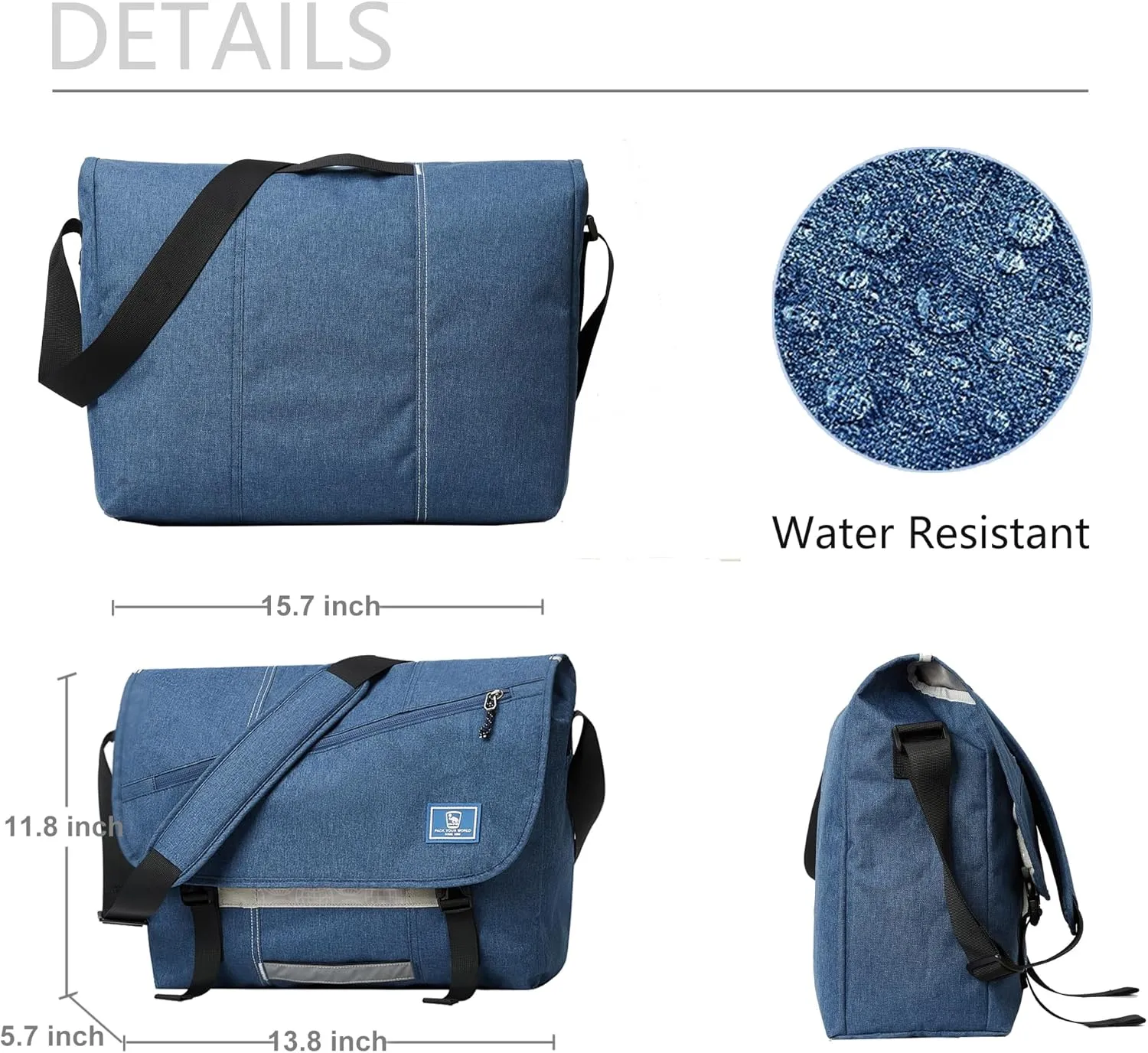 OIWAS Messenger Bag for Men 15.6 Inch Laptop Satchel Bag Women Crossbody Shoulder Bags Briefcase Bag Travel Work Computer Blue