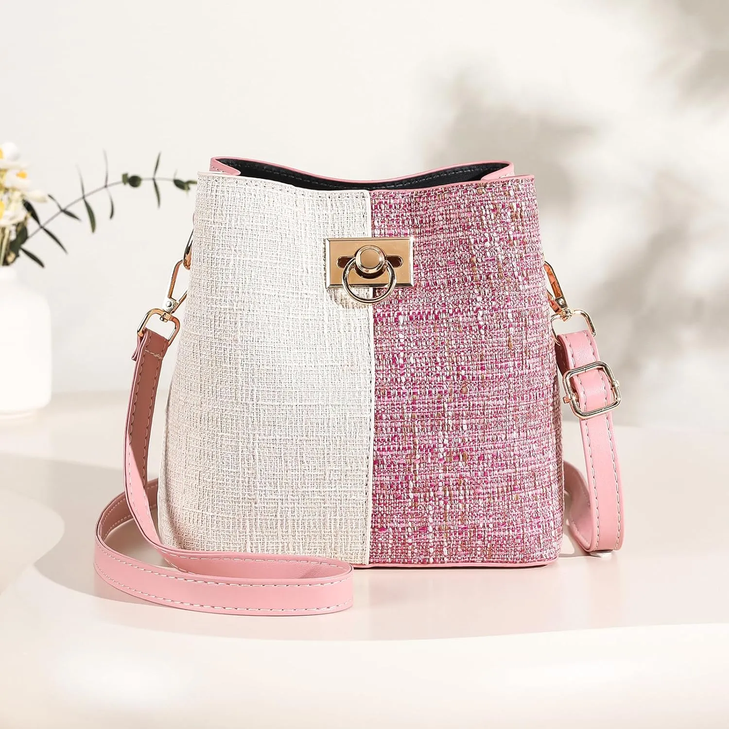 PINCNEL Small Crossbody Purses for Women, Shoulder Bag for Women, PU Leather Crossbody Bags Bucket Bag Handbags