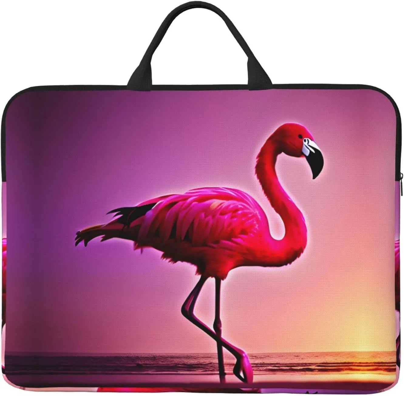 Pink Flamingo Pattern Print Stylish 14in Polyester Laptop Bag Carry Laptop Bag With Water-Resistant Feature
