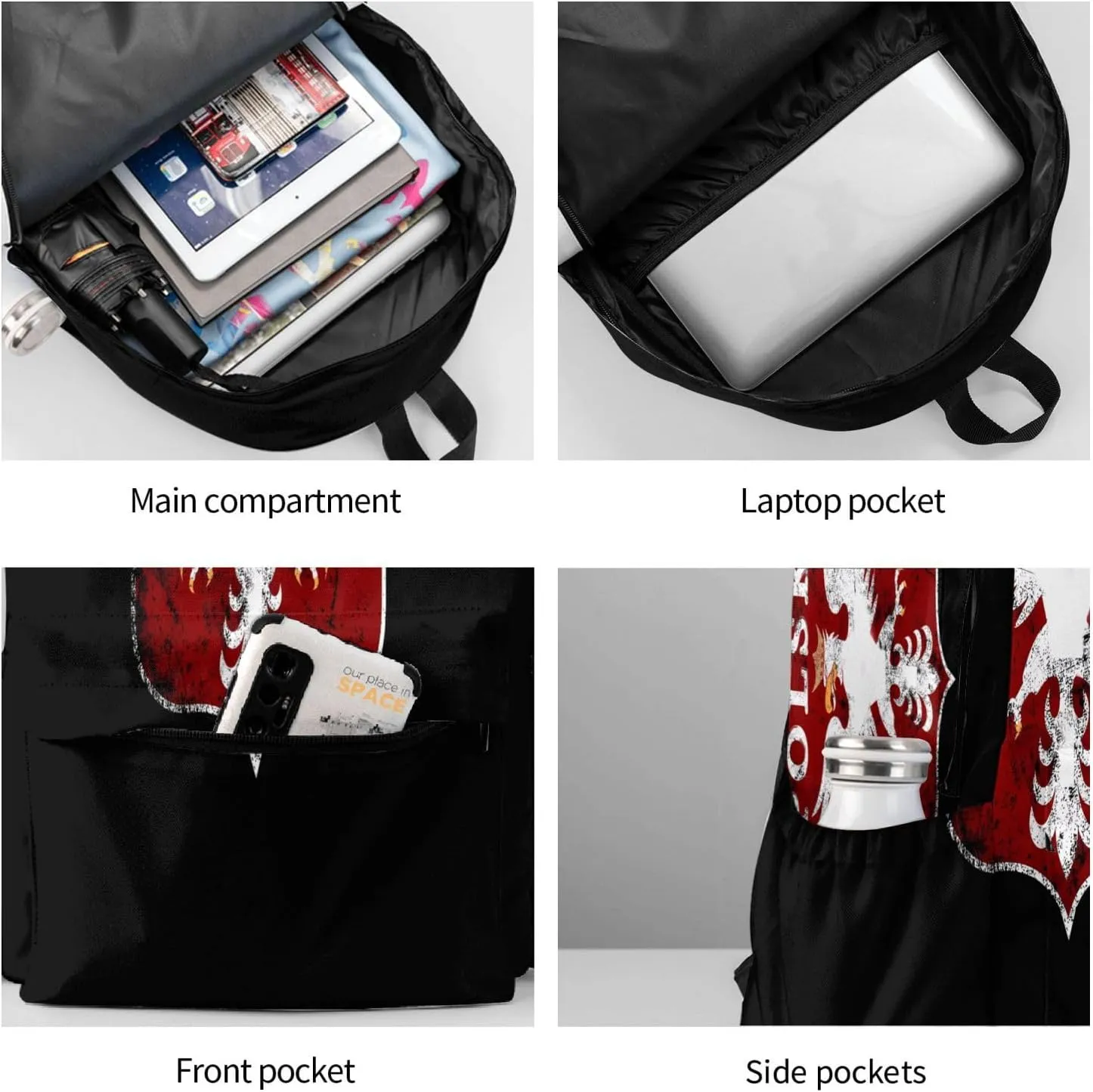 Polish Flag Poland Polska Eagle Laptop Backpack Shoulder Bag Laptop Pack Travel Backpacks Commuter Back Pack Casual Daypack Bags With Side Pockets