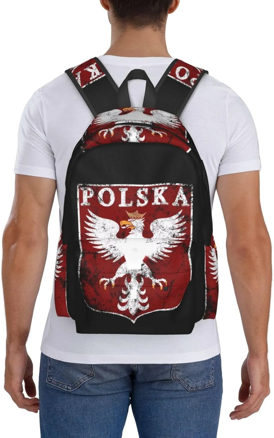 Polish Flag Poland Polska Eagle Laptop Backpack Shoulder Bag Laptop Pack Travel Backpacks Commuter Back Pack Casual Daypack Bags With Side Pockets
