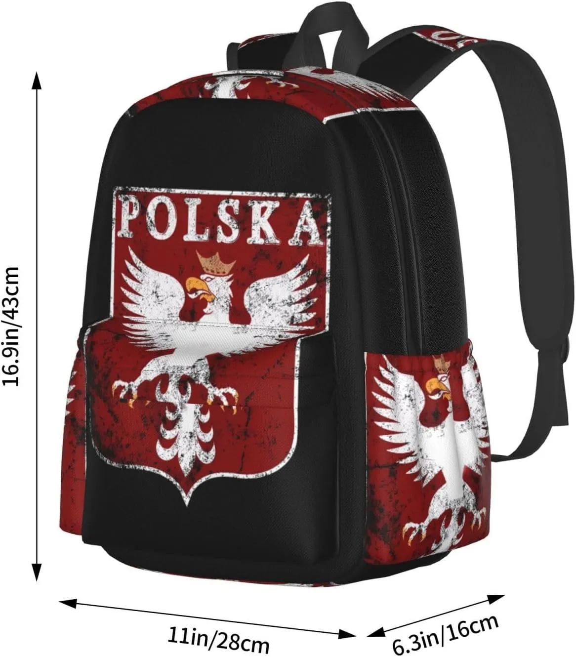 Polish Flag Poland Polska Eagle Laptop Backpack Shoulder Bag Laptop Pack Travel Backpacks Commuter Back Pack Casual Daypack Bags With Side Pockets