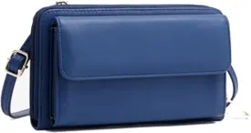 PORRASSO Touch Screen Crossbody Phone Bag Fashion Wallet Women's Shoulder Bag Clutch RFID Blocking Purse PU Wallet for Party Wedding Travelling Blue