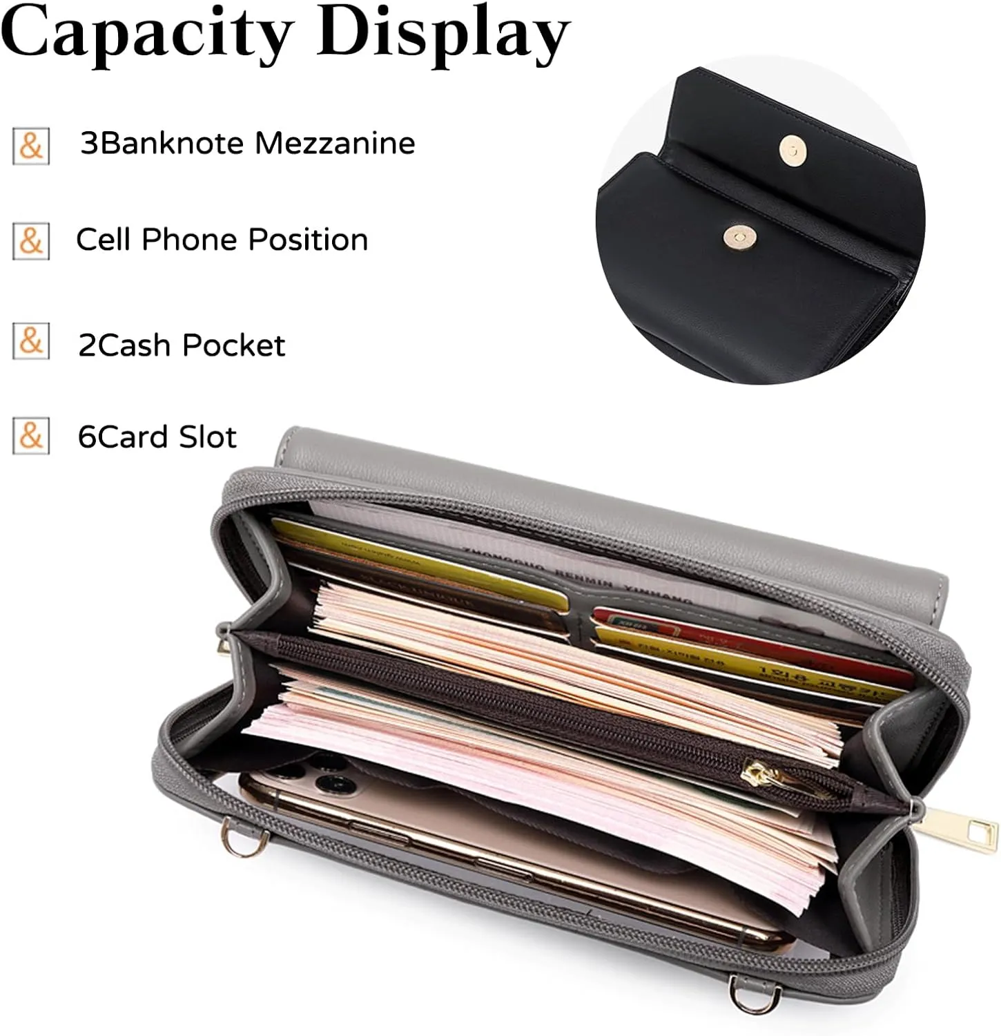PORRASSO Touch Screen Crossbody Phone Bag Fashion Wallet Women's Shoulder Bag Clutch RFID Blocking Purse PU Wallet for Party Wedding Travelling Blue