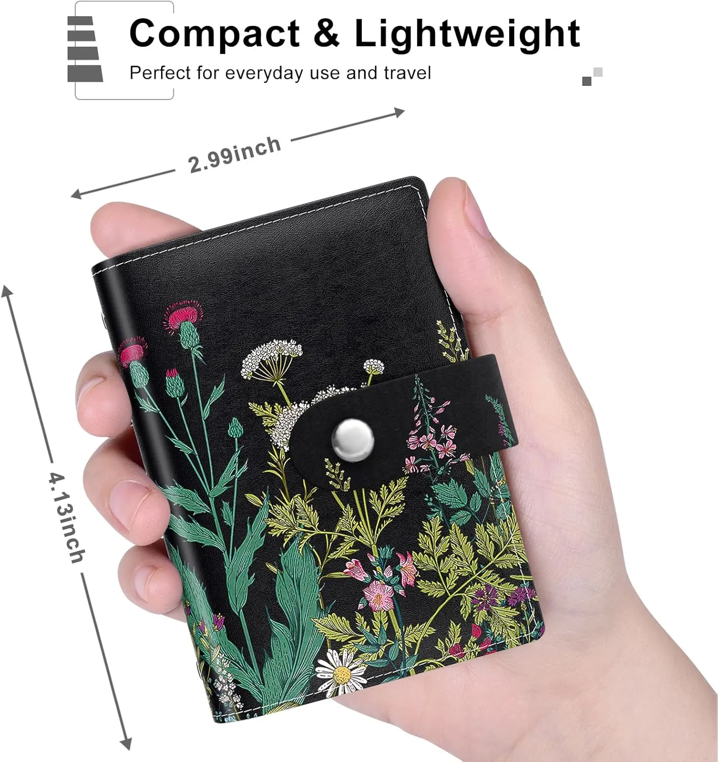 Rouidr Business Card Organizer, RFID Business Card Holder, Small Slim Leather Cards Book, Pocket Name Card Holder Wallet for Women, Dandelion