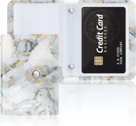 Rouidr Business Card Organizer, RFID Business Card Holder, Small Slim Leather Cards Book, Pocket Name Card Holder Wallet for Women, Grey Gold Marble