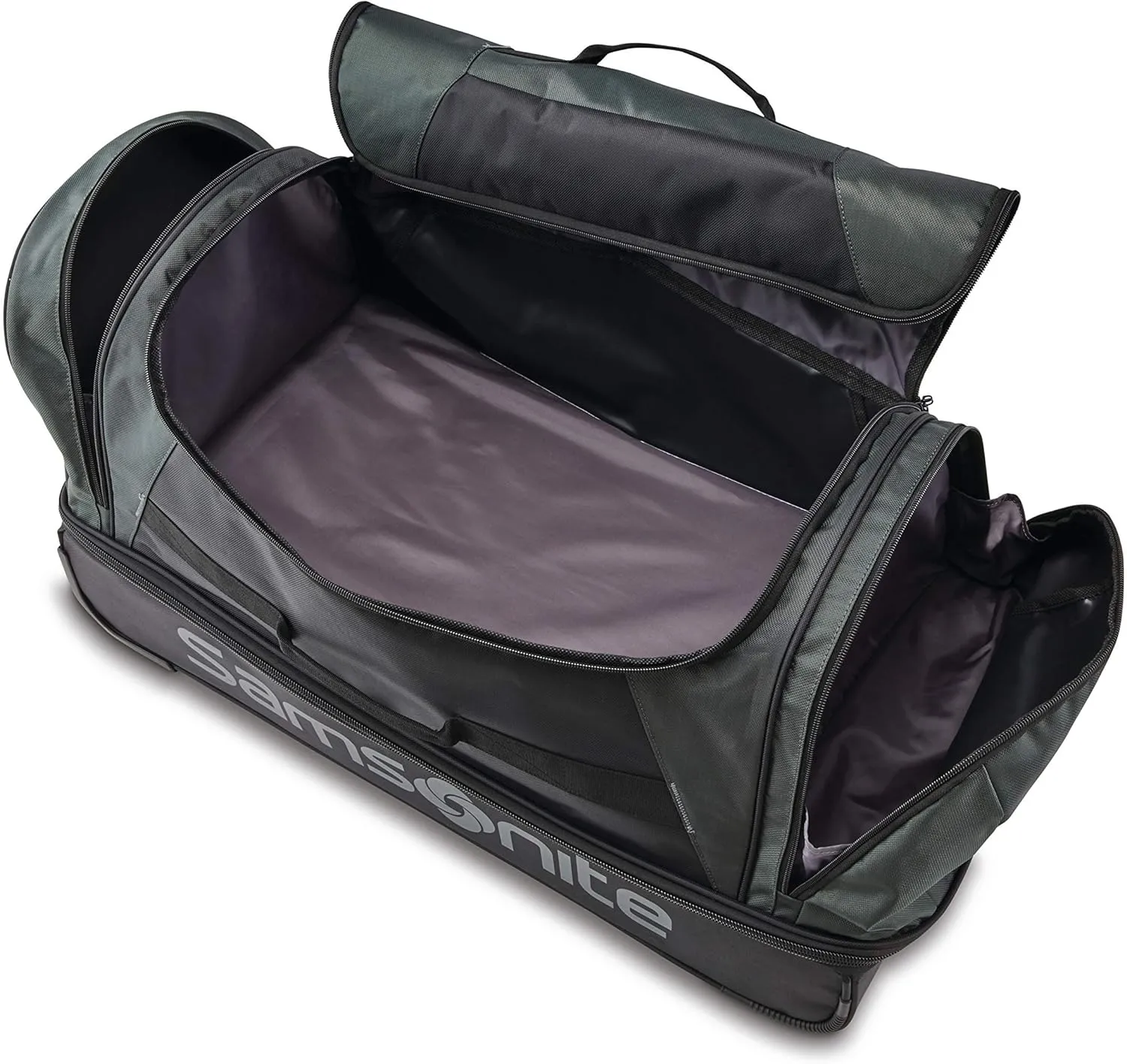 Samsonite Andante 2 Wheeled Duffel Bag  28-Inch Durable Rolling Luggage with Inline Skate Wheels, Push-Button Handle & Spacious Compartments  Travel-Friendly and Lightweight - Moss Green/Black