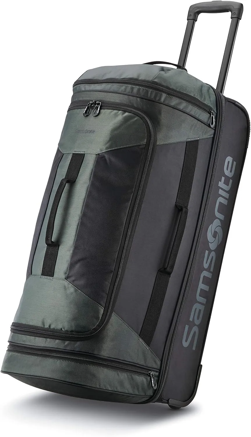 Samsonite Andante 2 Wheeled Duffel Bag  28-Inch Durable Rolling Luggage with Inline Skate Wheels, Push-Button Handle & Spacious Compartments  Travel-Friendly and Lightweight - Moss Green/Black