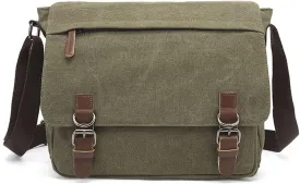 Sechunk Canvas Vintage Messenger Bag Shoulder bag Leather Large Travel Crossbody bags for men women 15inch Laptop