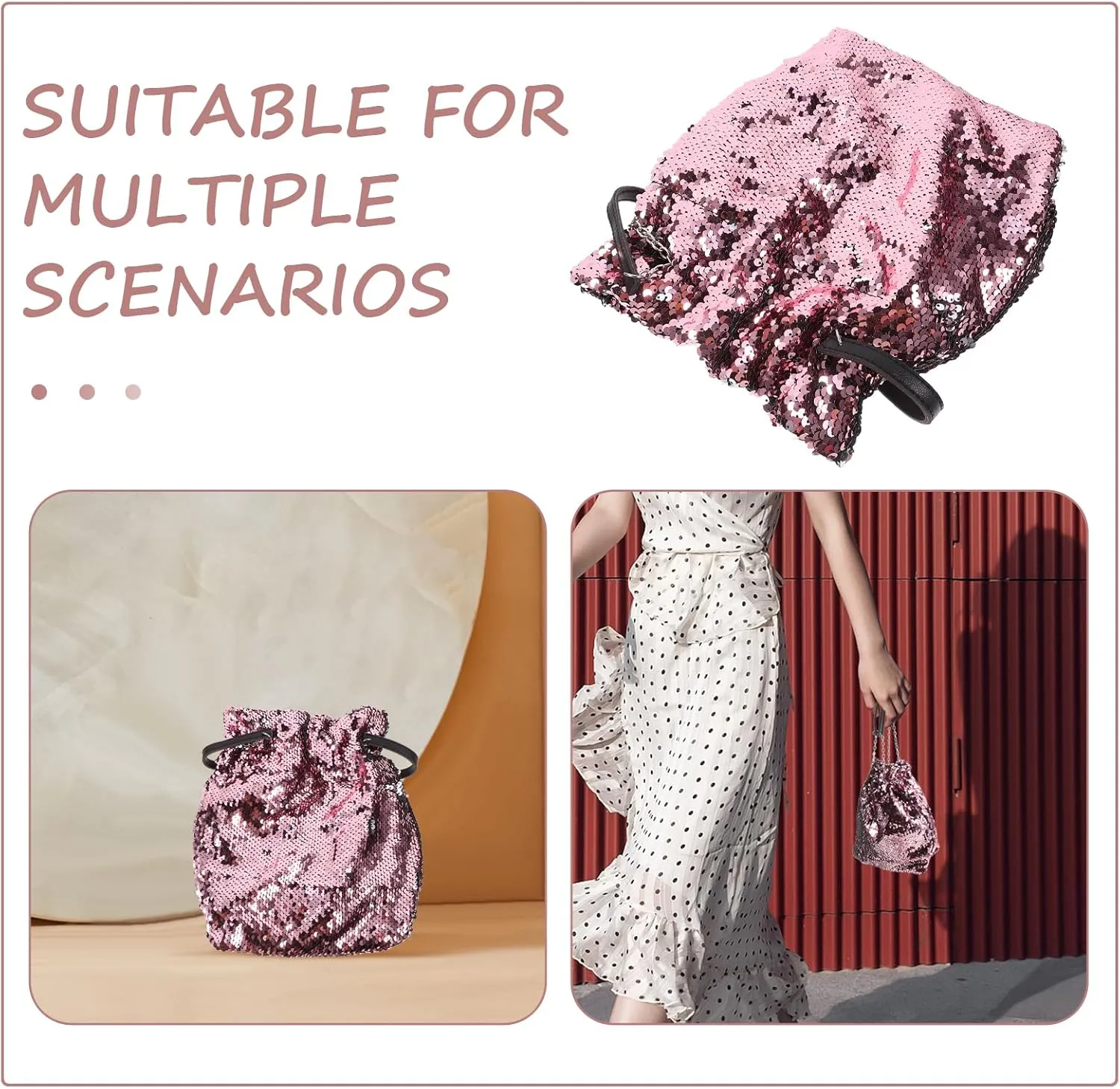 Sequin Sling Bag for Women Crossbody Messenger Tote Shoulder Purse Crossbody Tote Bags for Women Sequin