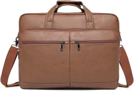 seyfocnia Mens Leather Messenger Bag, 15.6 Inch 17.3 Inch Laptop Briefcase Satchel Computer Shoulder Bag Business Handbag