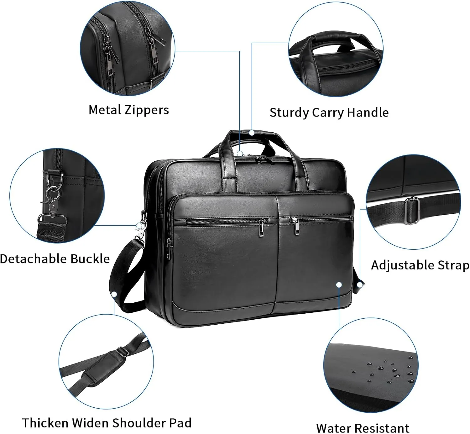 seyfocnia Mens Leather Messenger Bag, 15.6 Inch 17.3 Inch Laptop Briefcase Satchel Computer Shoulder Bag Business Handbag