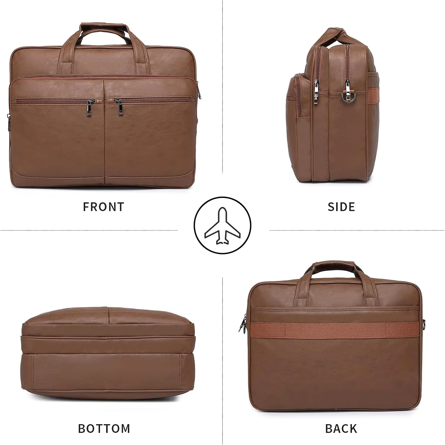 seyfocnia Mens Leather Messenger Bag, 15.6 Inch 17.3 Inch Laptop Briefcase Satchel Computer Shoulder Bag Business Handbag