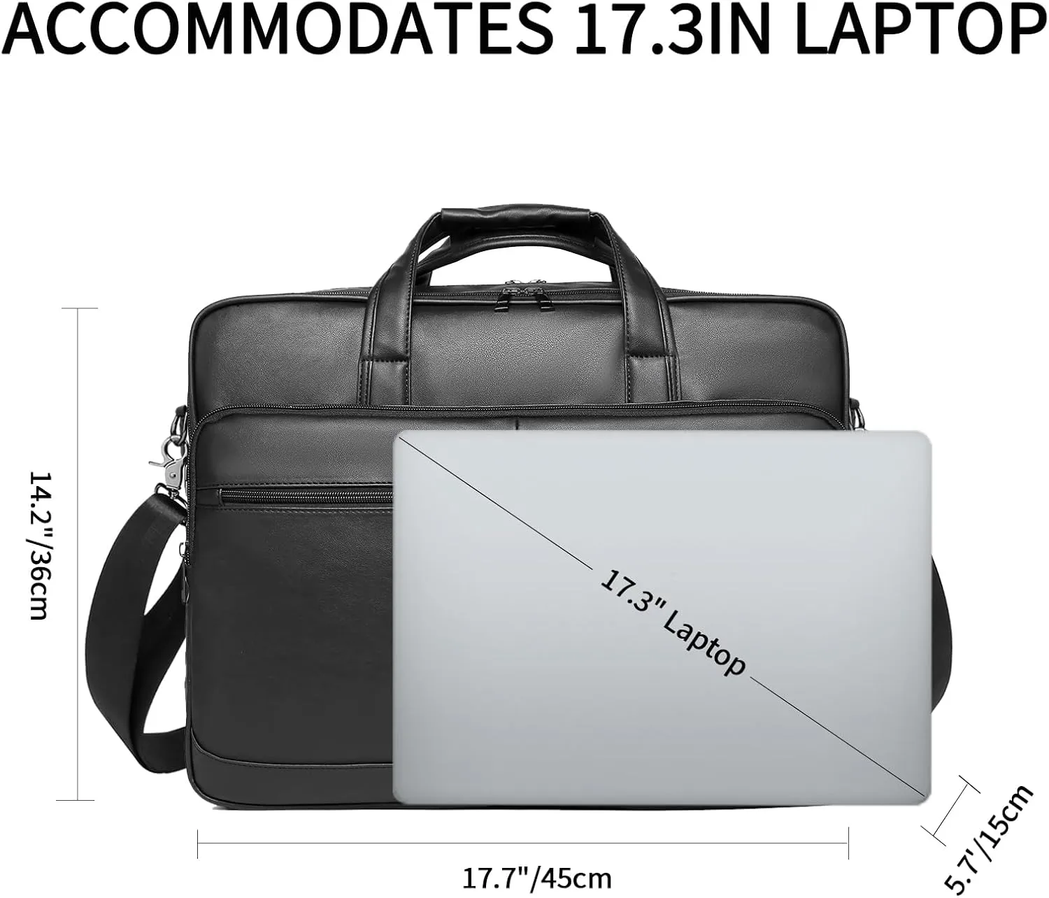 seyfocnia Mens Leather Messenger Bag, 15.6 Inch 17.3 Inch Laptop Briefcase Satchel Computer Shoulder Bag Business Handbag