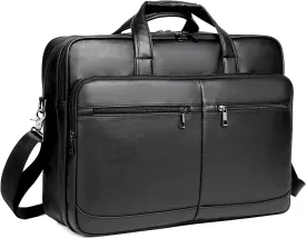 seyfocnia Mens Leather Messenger Bag, 15.6 Inch 17.3 Inch Laptop Briefcase Satchel Computer Shoulder Bag Business Handbag