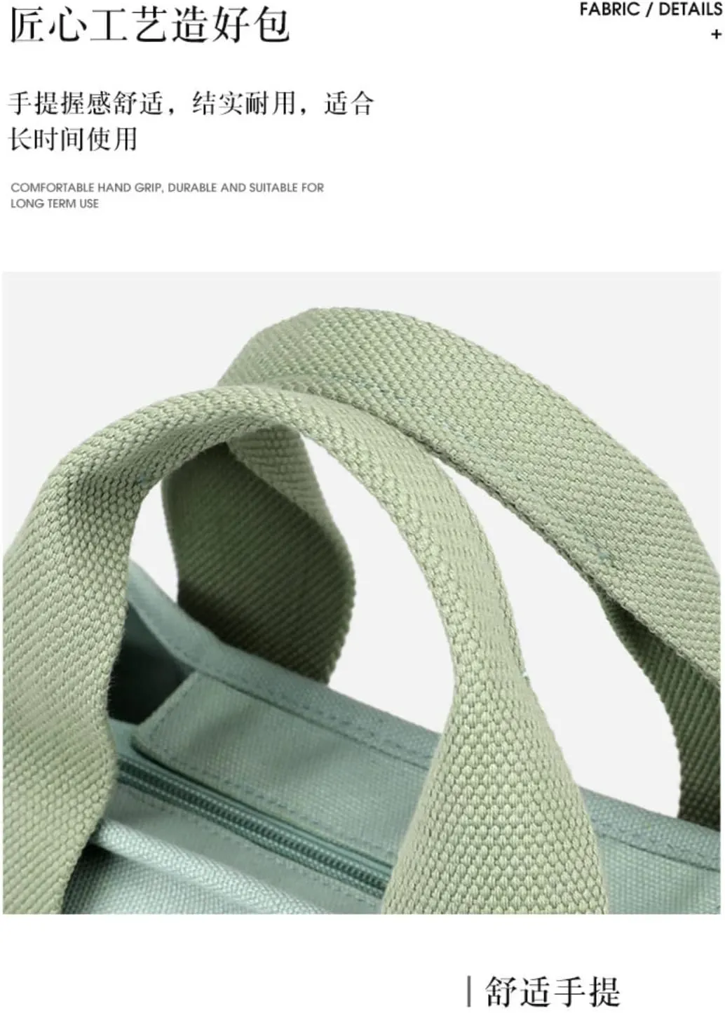 Shoulder College Students Zipper Crossbody The Tote Small Size Canvas Handbag for Women