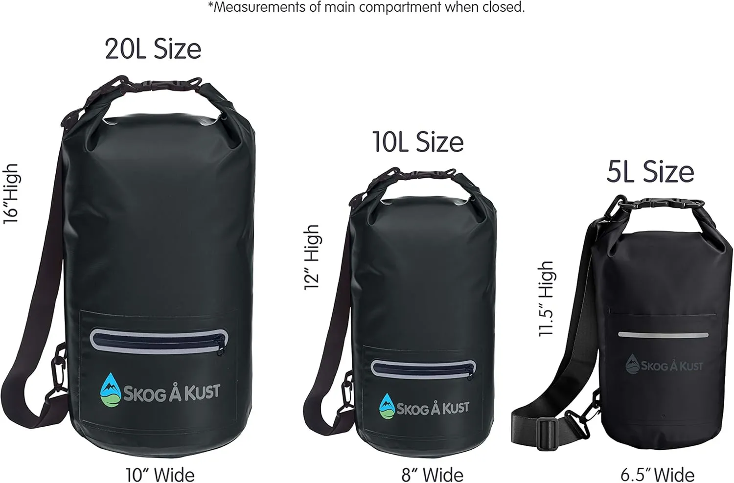 Skog  Kust DrySak - Roll Top Waterproof Bag for Travel & Outdoors - 5, 10 & 20 Liter sizes
