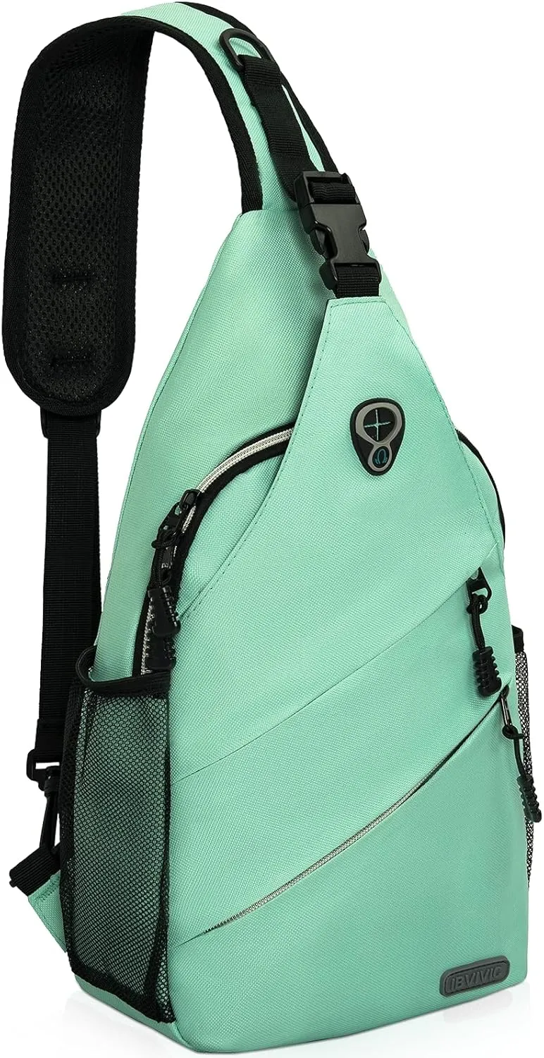 Sling Backpack, Crossbody Bags for Men Women Travel Hiking Chest Bag Green