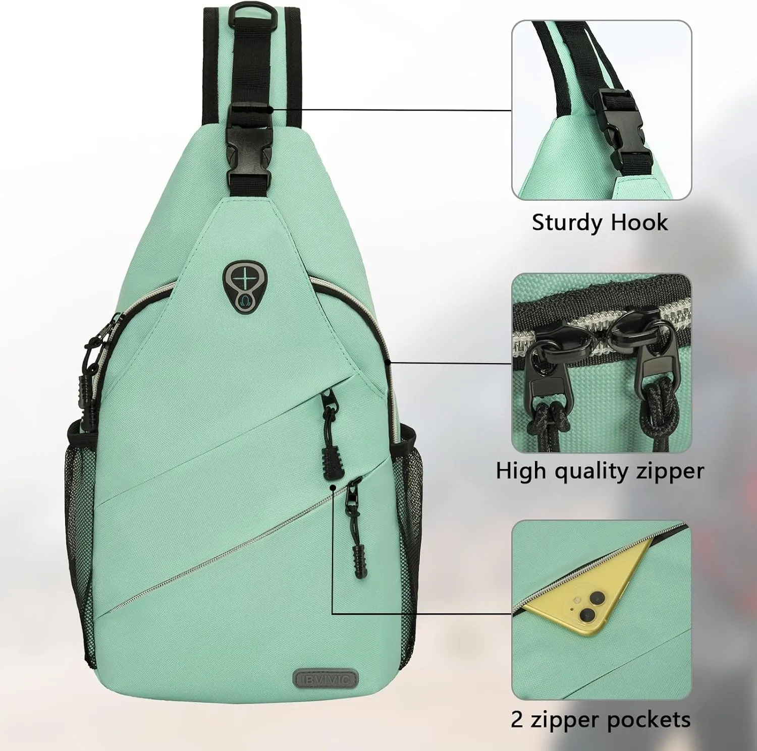 Sling Backpack, Crossbody Bags for Men Women Travel Hiking Chest Bag Green