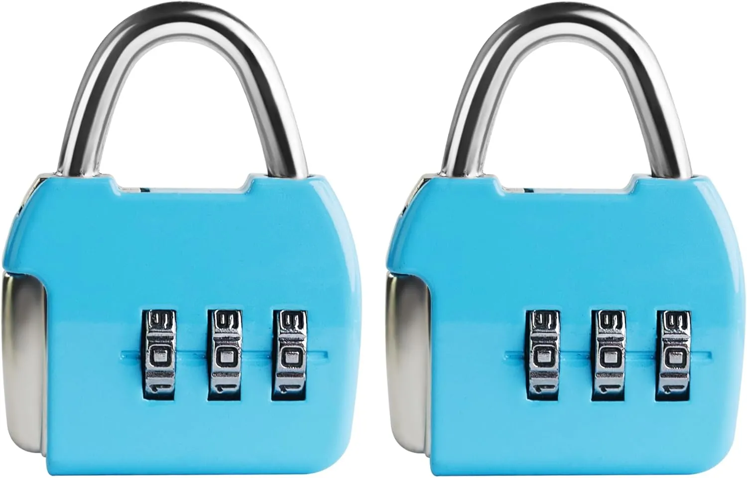 Small Combination Padlock, 3 Digit Combination Zipper Lock, Travel Safe Code Lock, Mini Combo Suitcase Locks for Luggage, Backpack, Bag, Box, Diary, Locker (Blue Blue, 2-Pack)