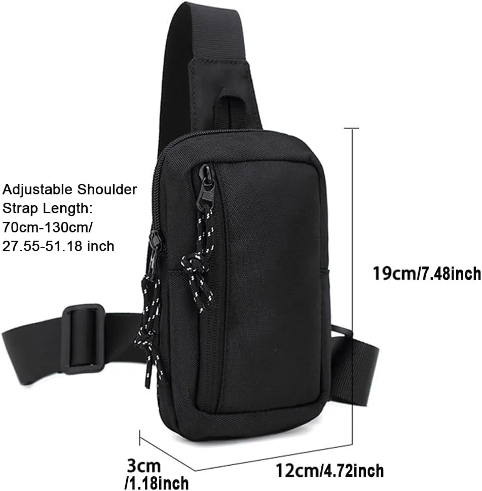 Small Crossbody Sling Bag for Men Women, Mini Crossbody Sling Backpack Dual Pocket Waterproof Fanny Pack Purse Chest Bag Travel Hiking Chest Bag Casual Daypack Shoulder Bag for Sports Walking Cycling