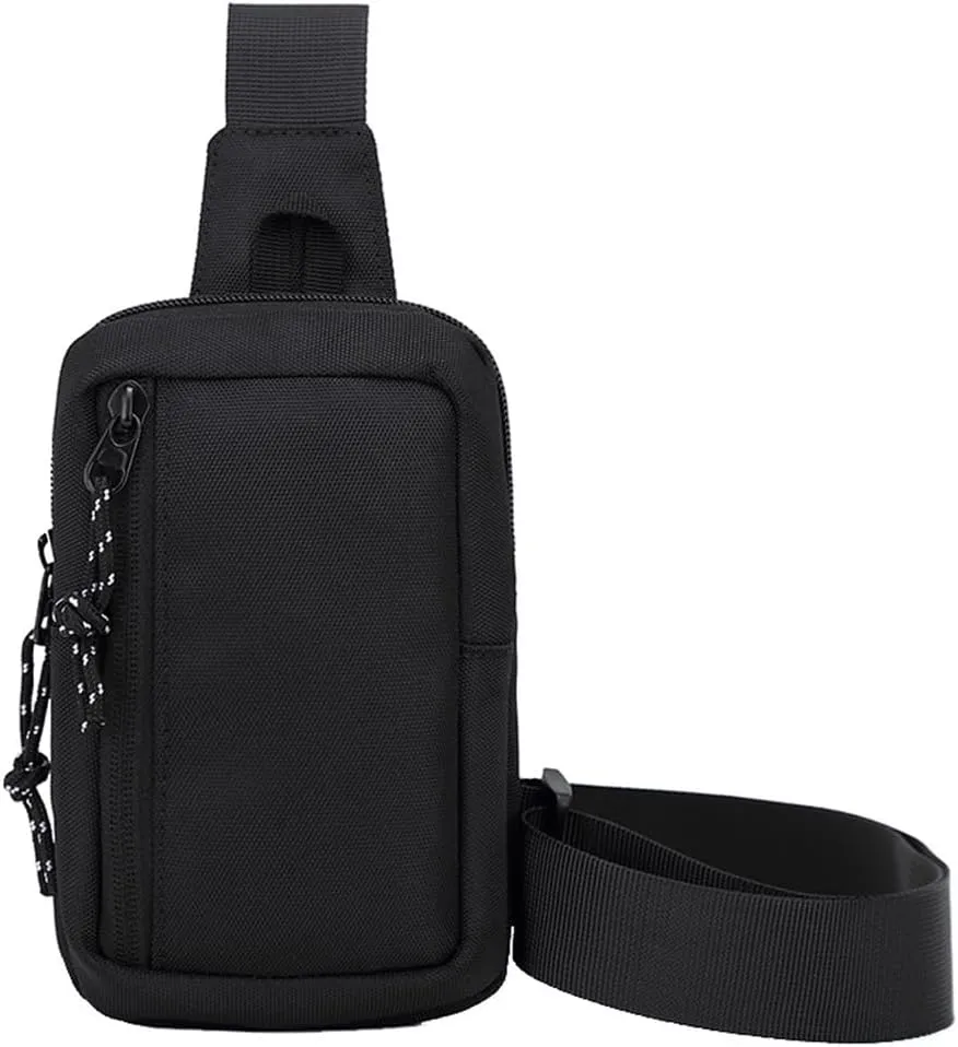 Small Crossbody Sling Bag for Men Women, Mini Crossbody Sling Backpack Dual Pocket Waterproof Fanny Pack Purse Chest Bag Travel Hiking Chest Bag Casual Daypack Shoulder Bag for Sports Walking Cycling