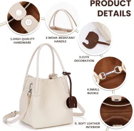 Small Leather Tote Bag for Women Mini Luxury Bucket Bags Vintage Crossbody Bags Trendy Handbags Satchel Shoulder Purse