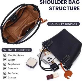 Small Leather Tote Bag for Women Mini Luxury Bucket Bags Vintage Crossbody Bags Trendy Handbags Satchel Shoulder Purse