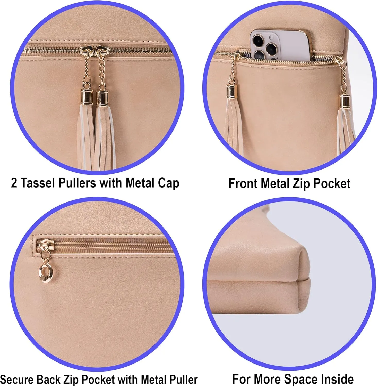 Solene Womens Lightweight Medium Crossbody Purse with Tassel, Perfect Size Crossbody Bags for Daily Use, travel