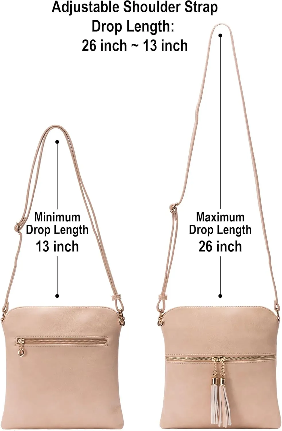 Solene Womens Lightweight Medium Crossbody Purse with Tassel, Perfect Size Crossbody Bags for Daily Use, travel