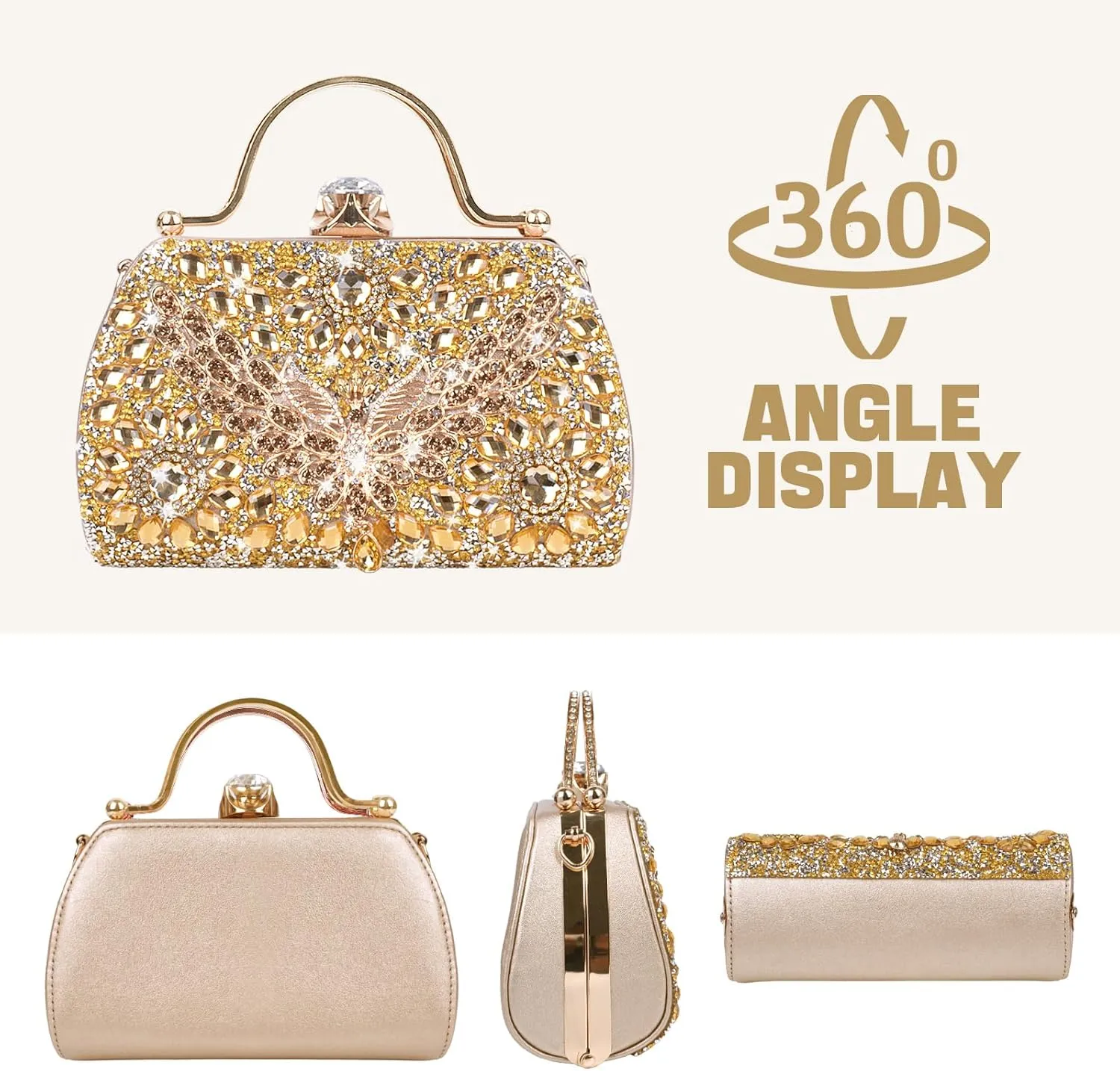 Sparkling Evening Clutches for Women Top Handle Rhinestone Handbags Ladies Luxury Cocktail Party Bling Chain Satche