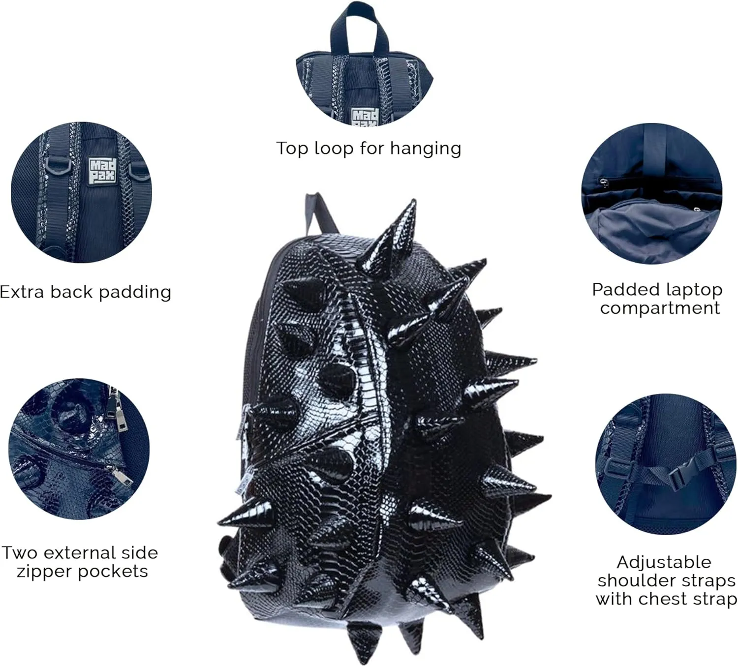 Spike Black Out Premium 15" Laptop Backpack for Men & Women, Durable Lightweight Stylish Carry On Unisex Fun Casual Travel Commuter Bag