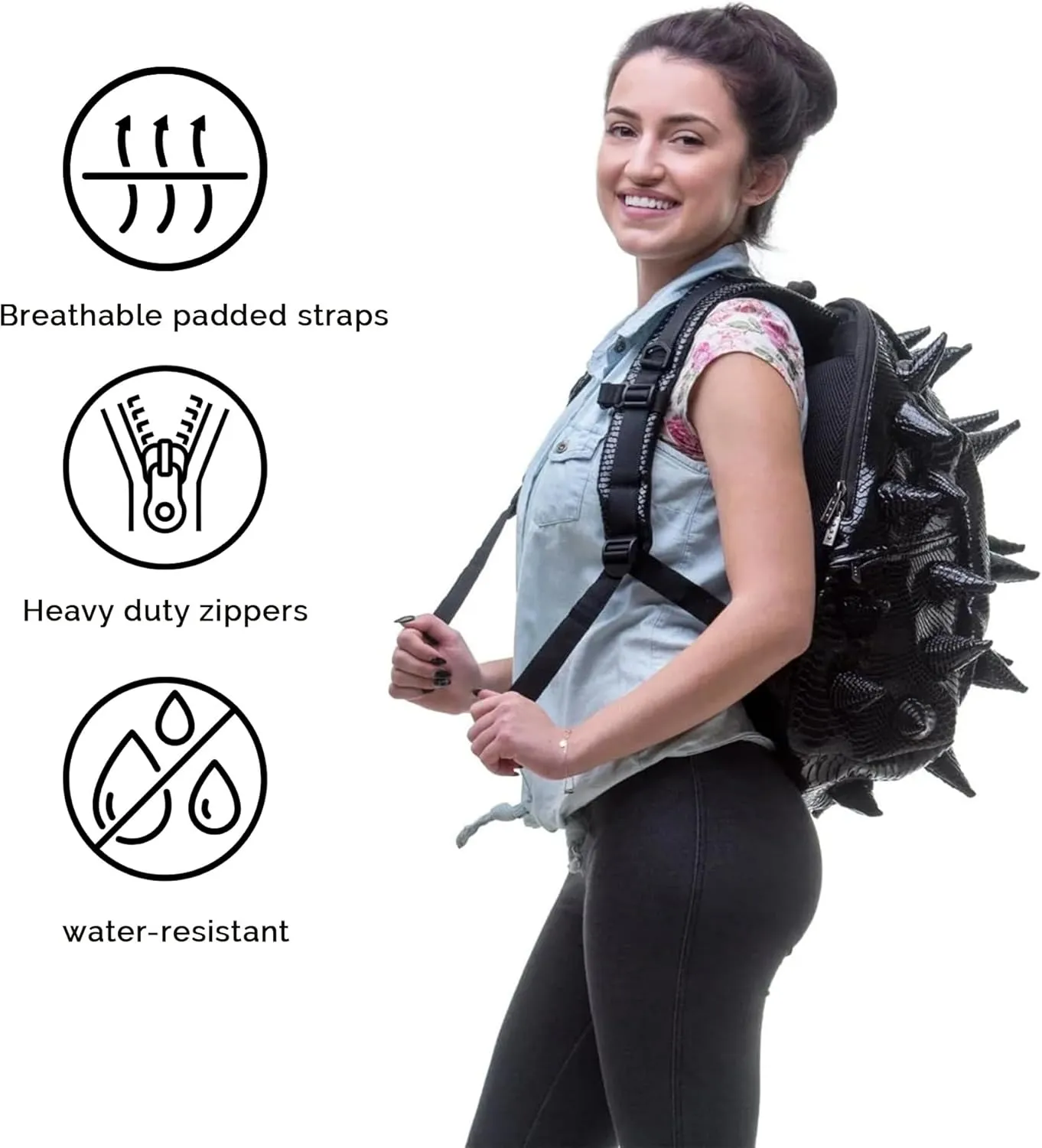 Spike Black Out Premium 15" Laptop Backpack for Men & Women, Durable Lightweight Stylish Carry On Unisex Fun Casual Travel Commuter Bag